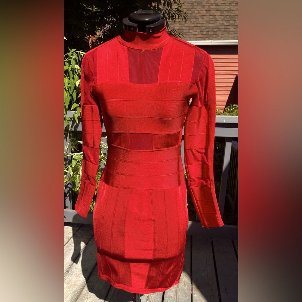 Elegant Red Bandage Dress